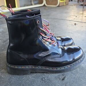 Dr. Martens 1460 Rainbow Black Patent Leather Boots